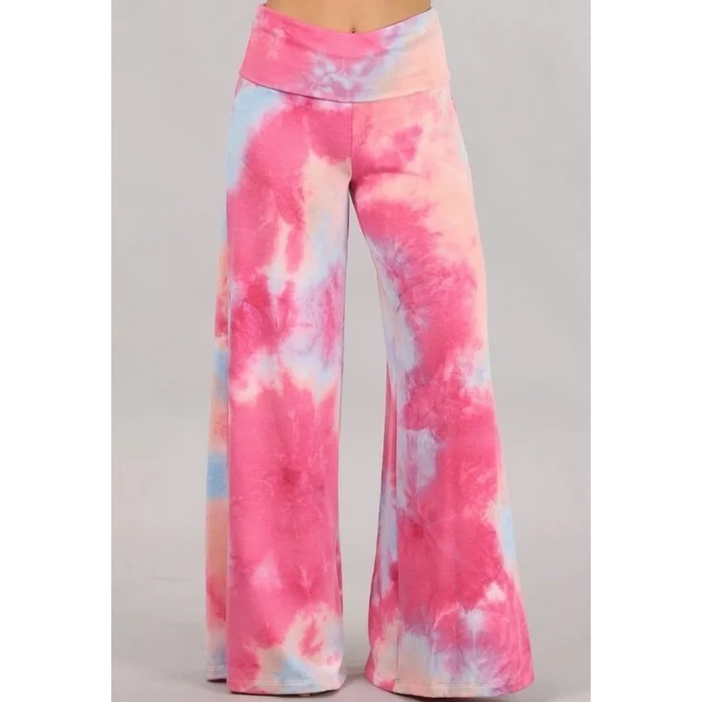 SOLD OUT Fuchsia Pink Wide Leg Relaxed Palazzo Lounge Pants - Picture 2 of 6